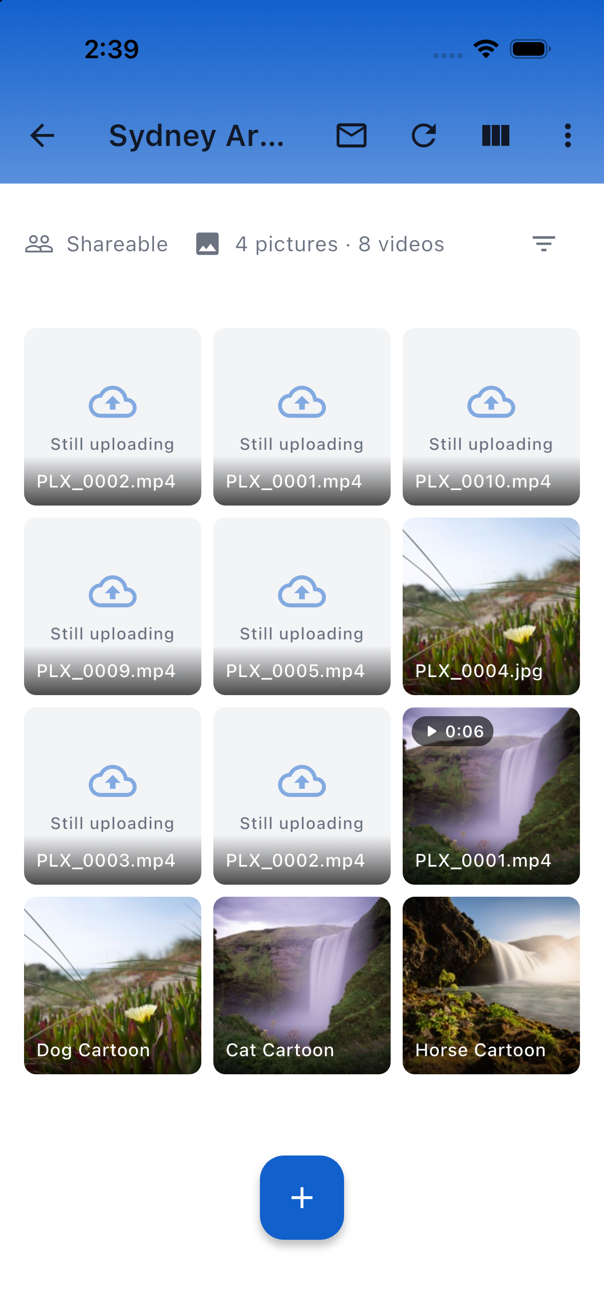 An album's photo grid