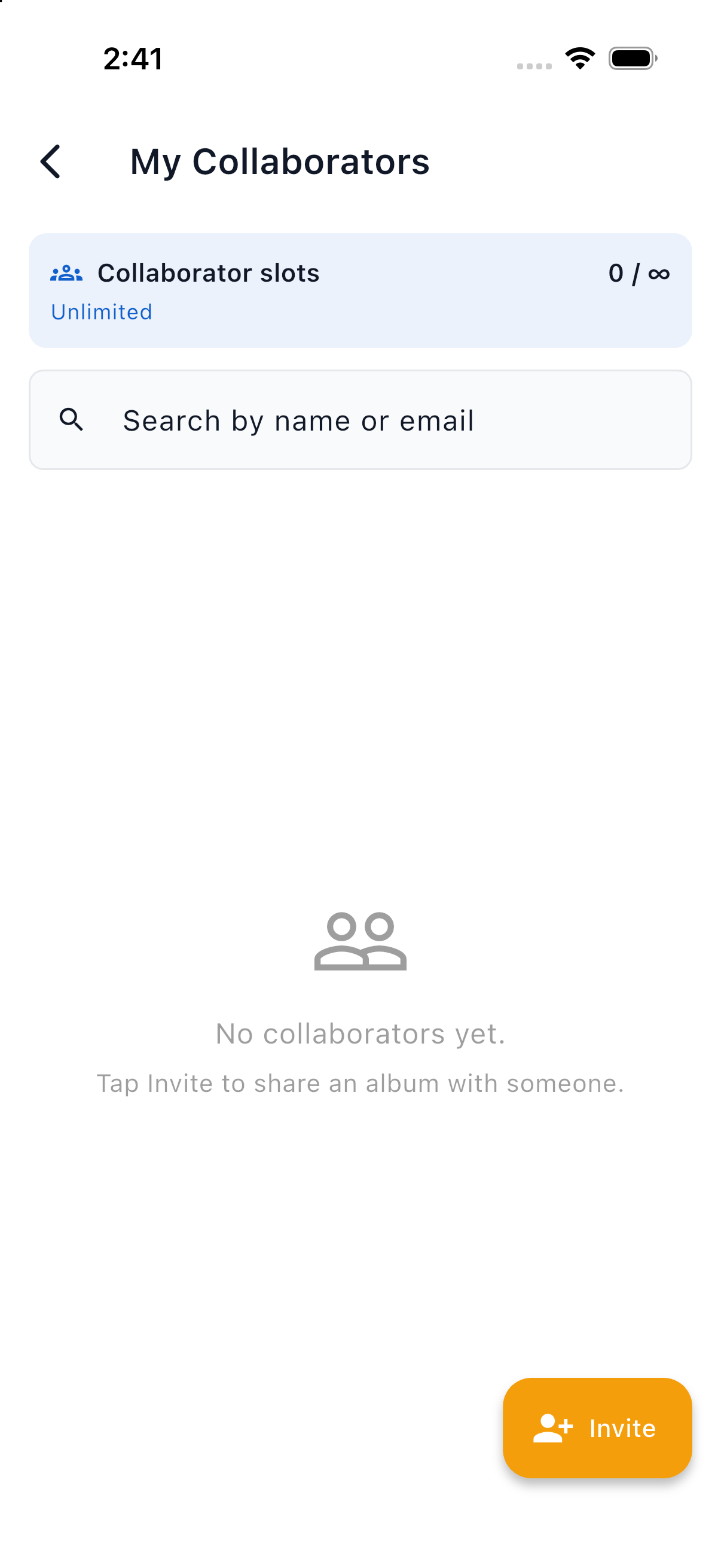 The My Collaborators screen